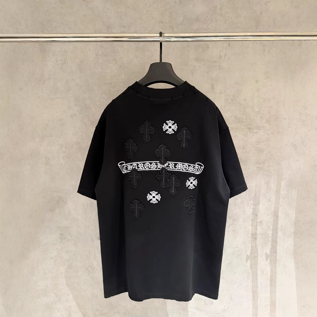 Chrome Hearts Embroidered Distressed Short-Sleeve T-Shirt