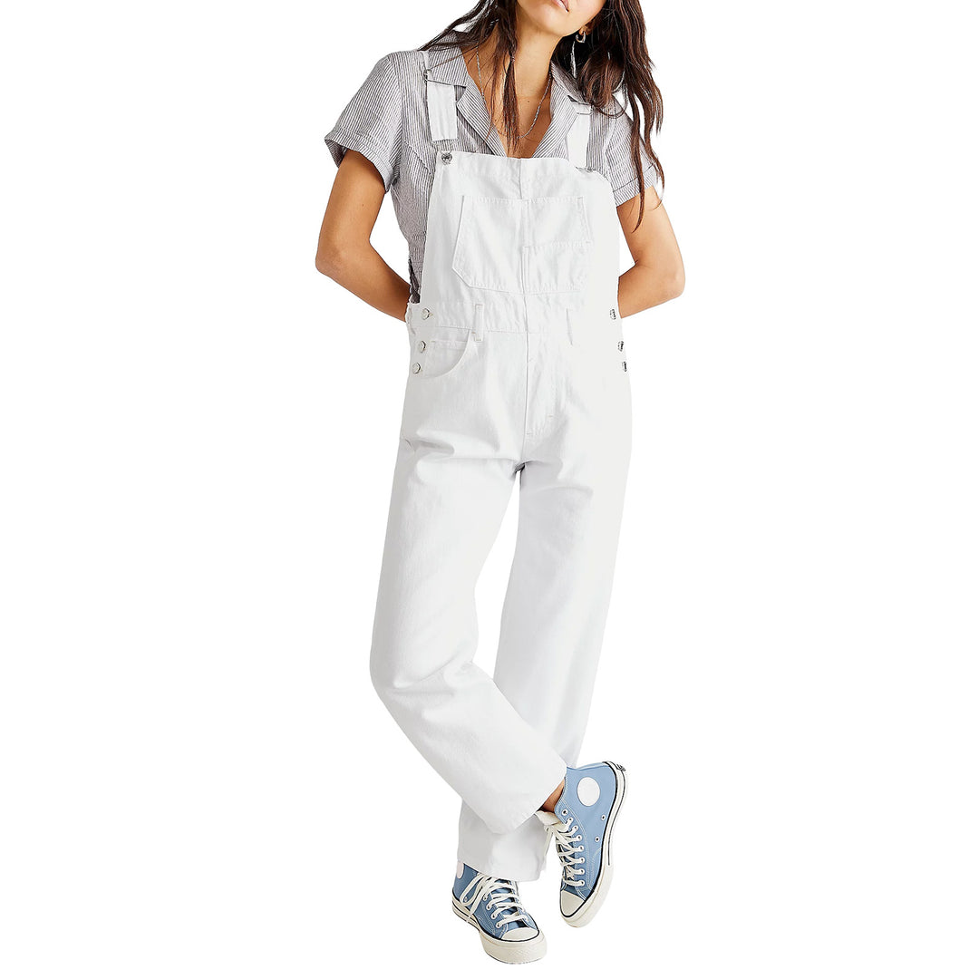 Washed Loose-Fit Denim Overalls