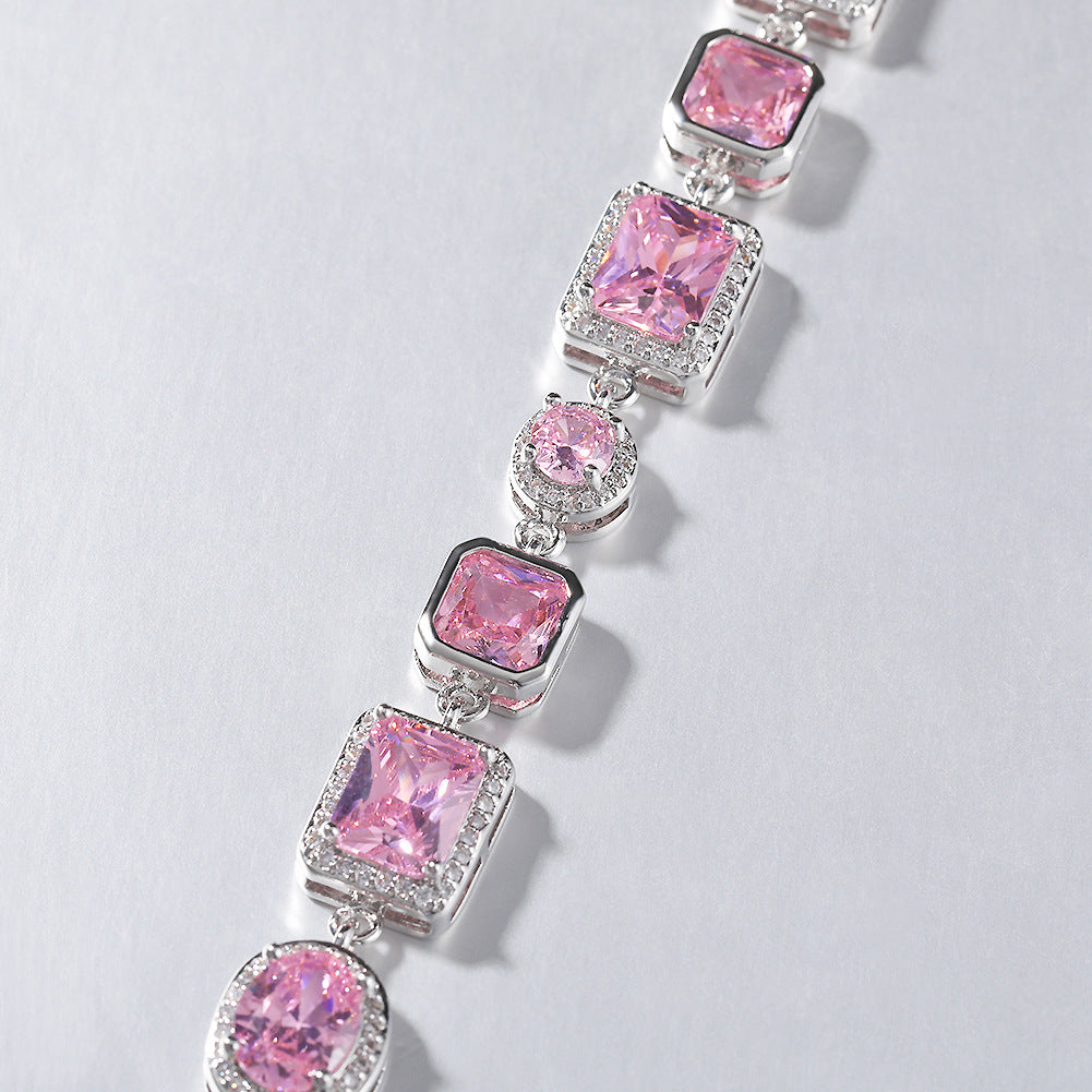 Hip-hop pink gemstone bracelet