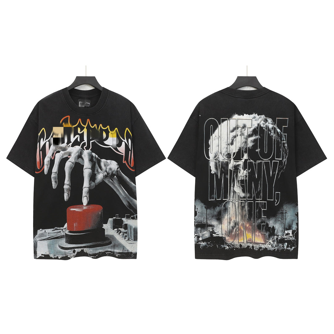 Skull Man rock band print hip-hop loose T-shirt