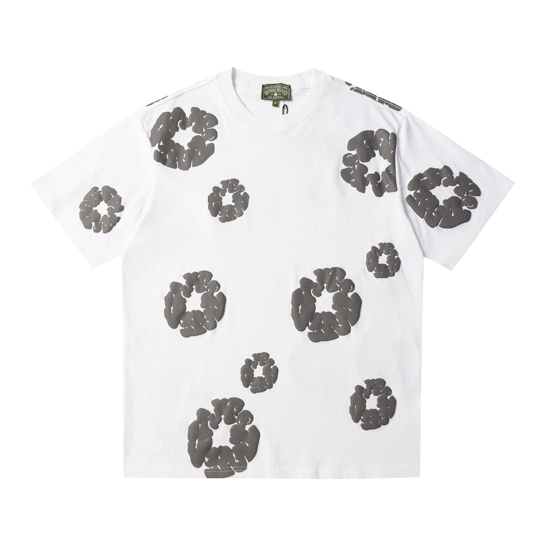 Foamed Kapok Flower Loose-Fitting Short-Sleeved Shorts