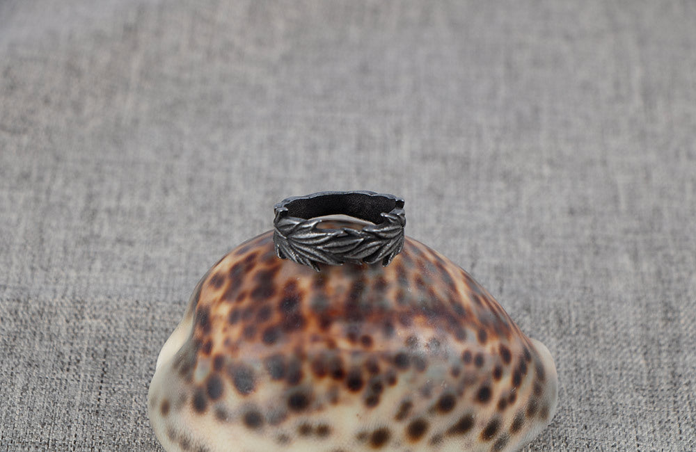 Vintage distressed botanical and wheat ear ring