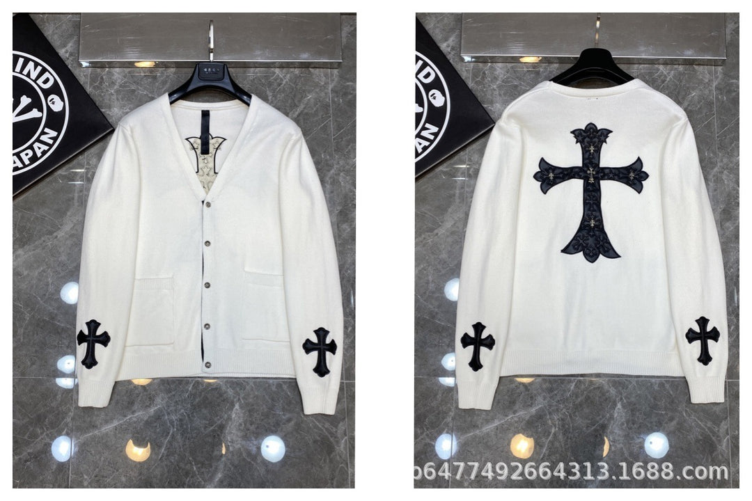 Chrome hearts cross cotton knitted sweater cardigan