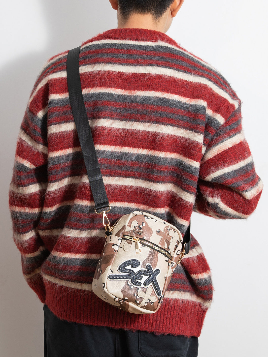 Chrome Hearts camouflage cross sports PU leather shoulder bag