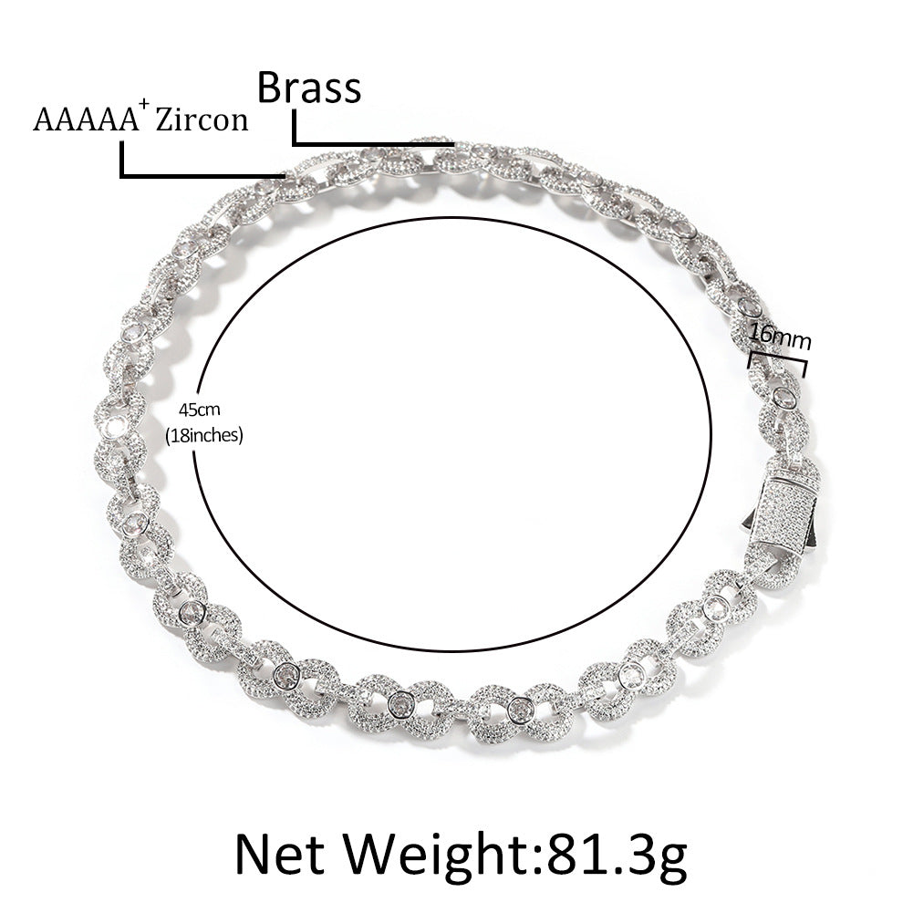 Fully Iced-Out 16mm Infinity Figure-8 Chain Necklace