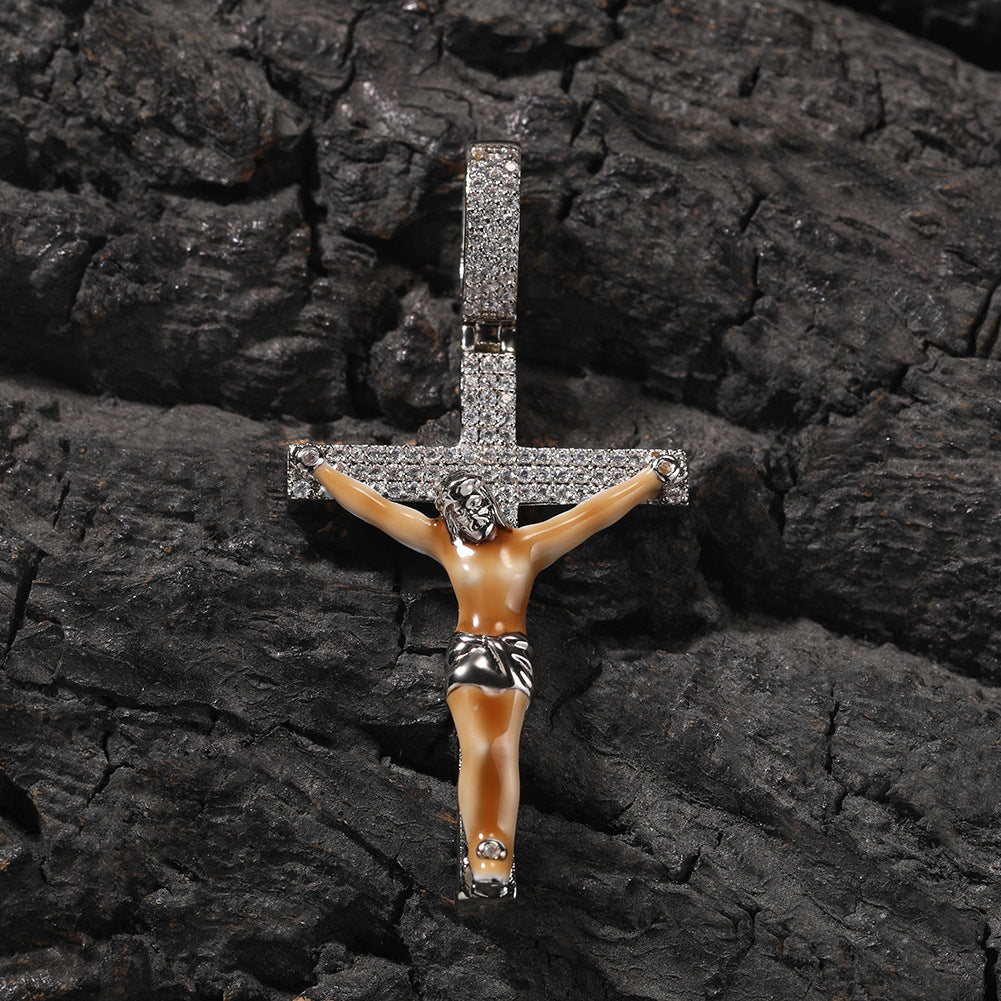 Enamel Cross Diamond Pendant