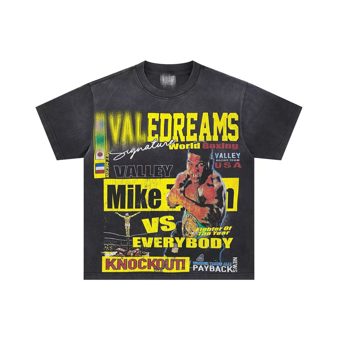 VAL Washed and Distressed Streetwear T-Shirt