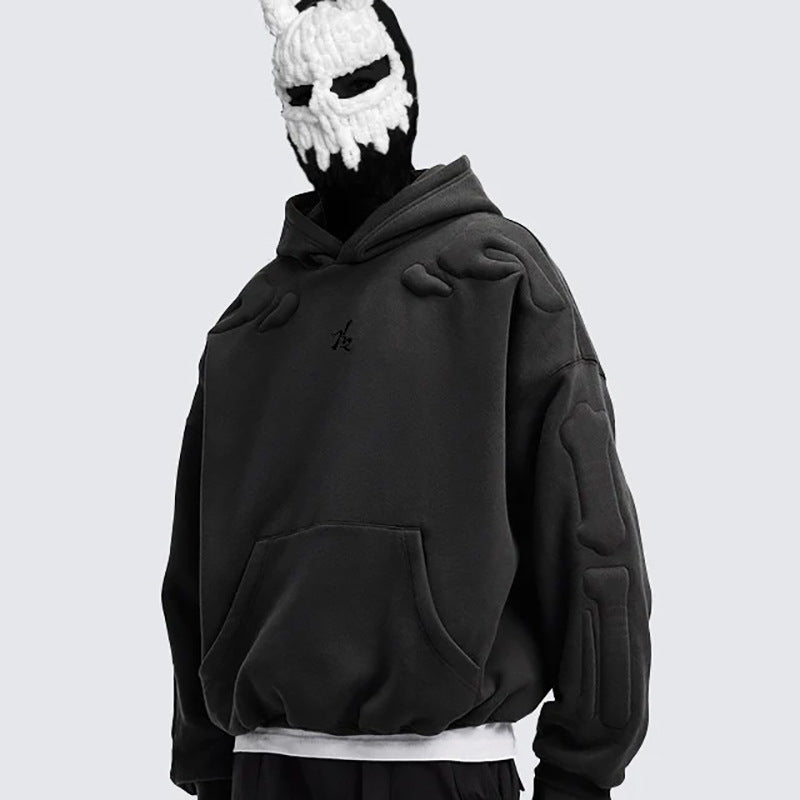 Skeleton Embroidery Hooded Sweatshirt