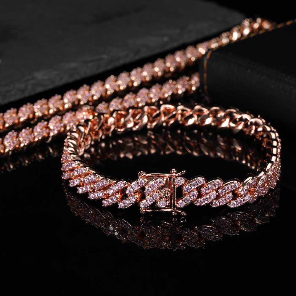 9mm Single-Row Zircon Cuban Link Bracelet