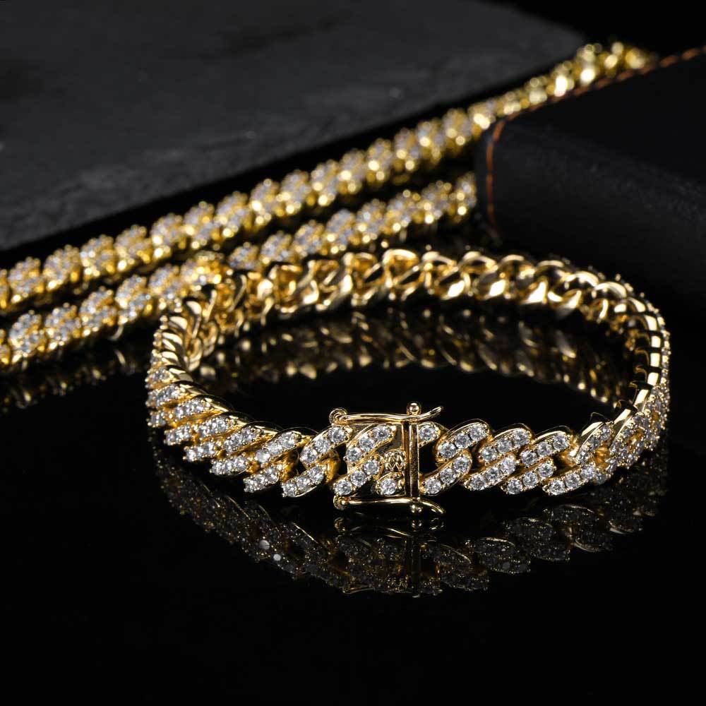 9mm Single-Row Zircon Cuban Link Bracelet