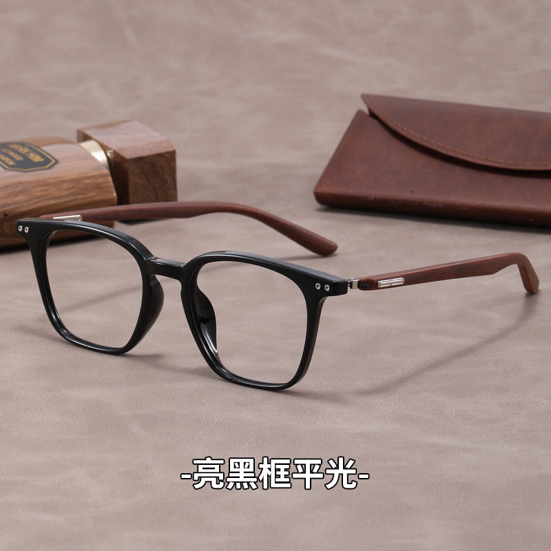 Lightweight, flexible wood grain temples eyeglass frames