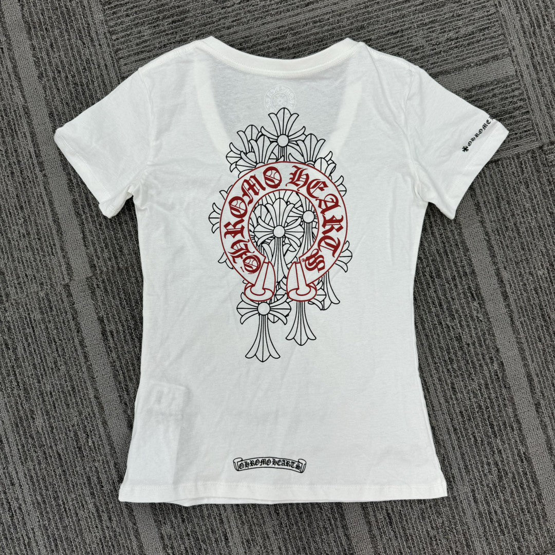 Chrome Hearts V-neck slim fit short-sleeved T-shirt