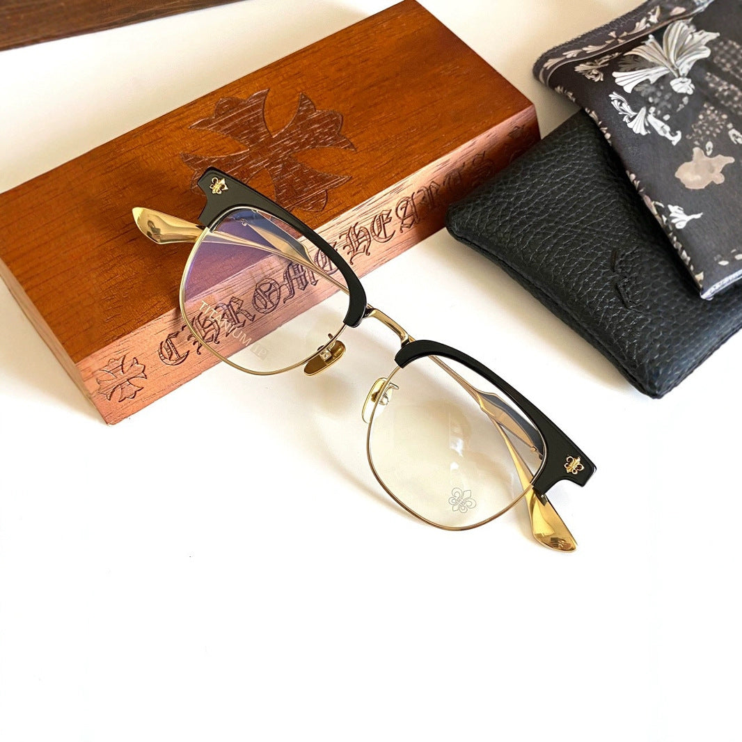 Chrome Hearts pure titanium semi frame large square frame glasses