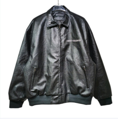 Biker Leather Jacket featuring King and Queen of Spades Motifs