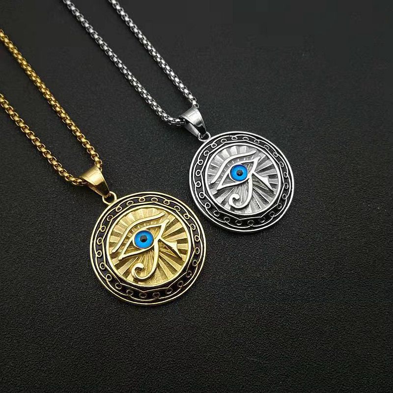 Eye of Horus Gold Blue Eye Medal Pendant