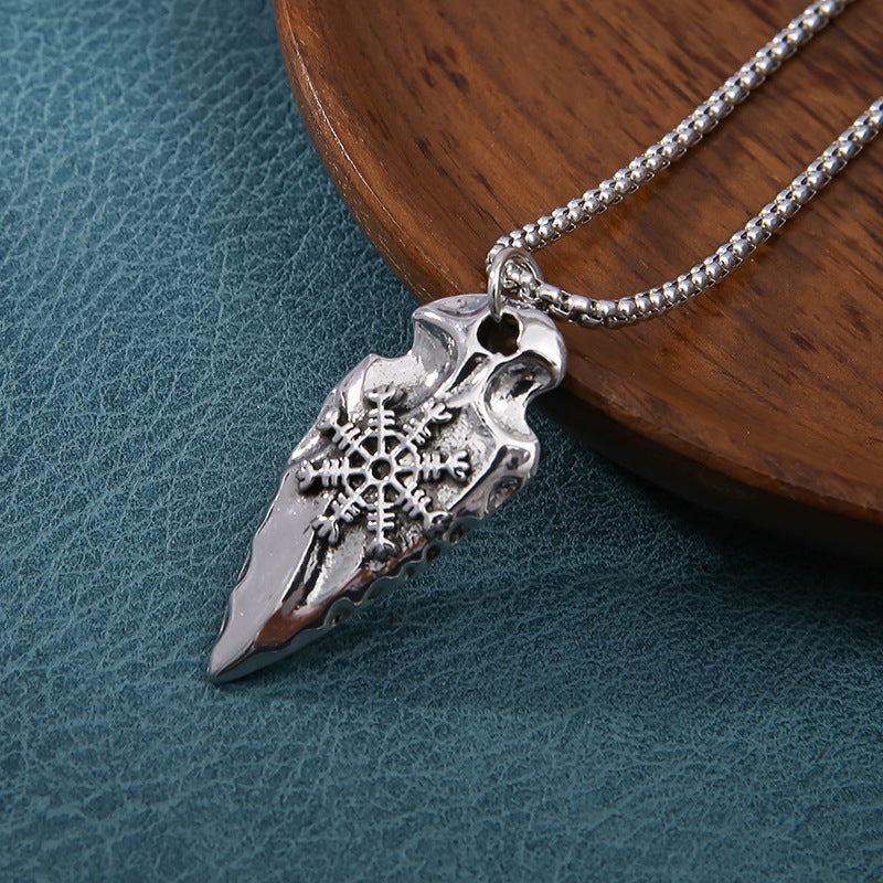 Nordic Viking triangular shield compass necklace