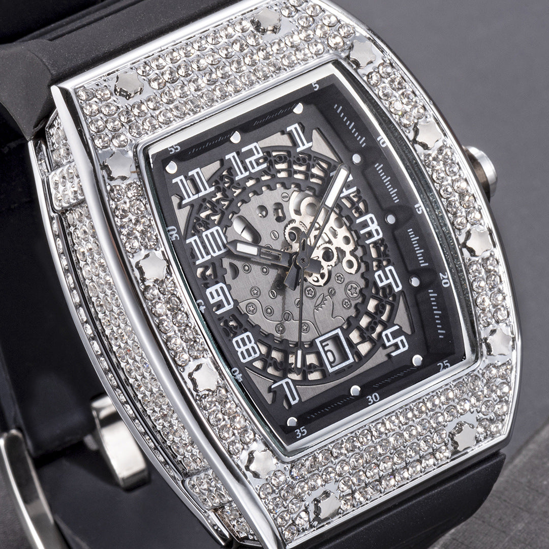 Tonneau-Shaped Quartz Watches with Silicone Straps