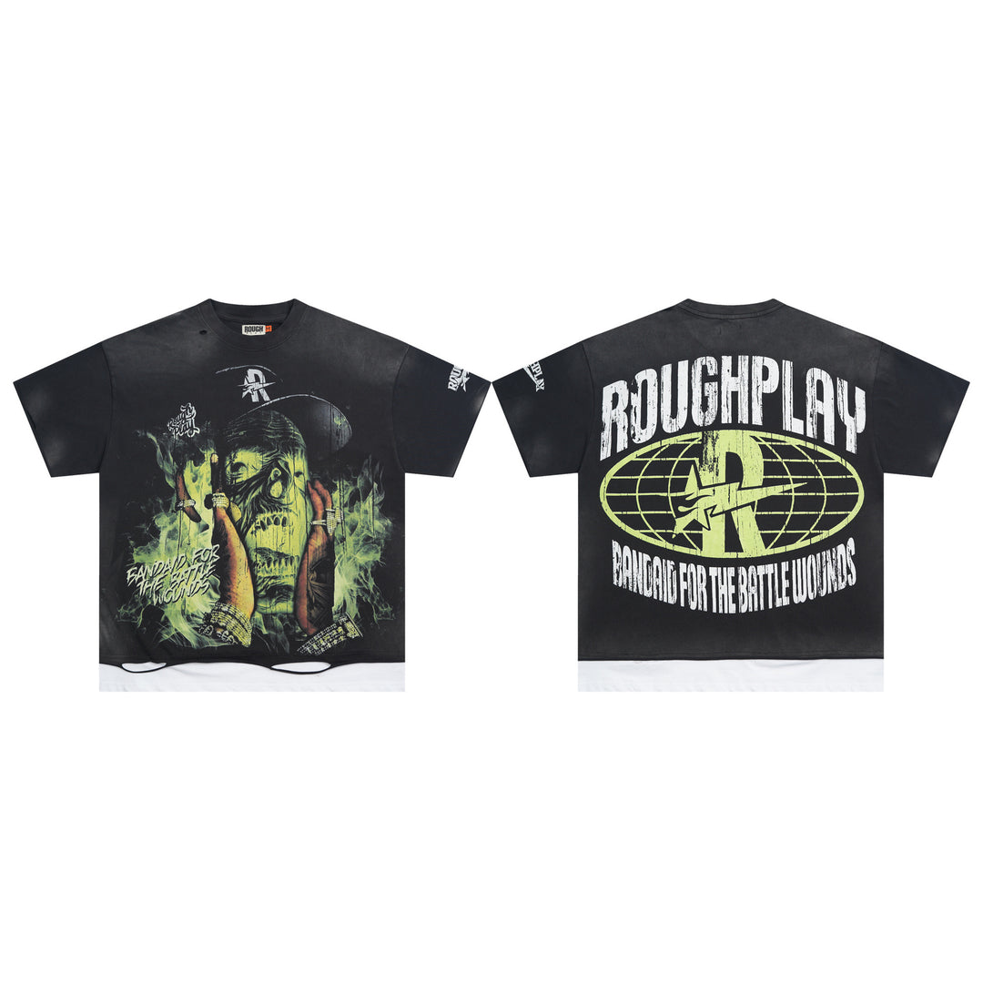 RoughPlay NYC Distressed, Ripped, and Sparkling Short-Sleeve T-Shirt