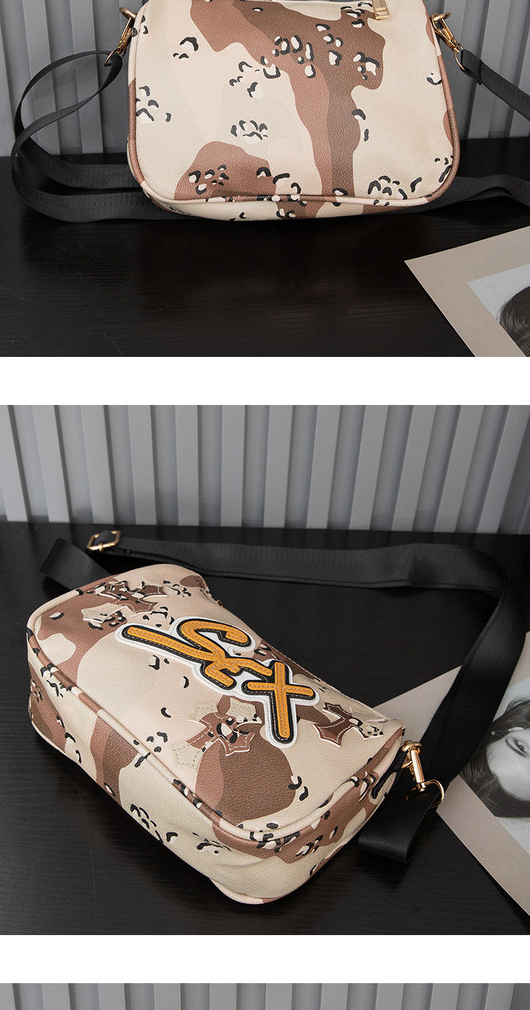 Chrome Hearts cross camouflage PU leather crossbody bag