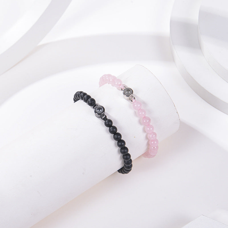 Pink crystal string stone projection bracelet