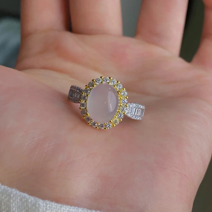 Opal inlaid brick ring