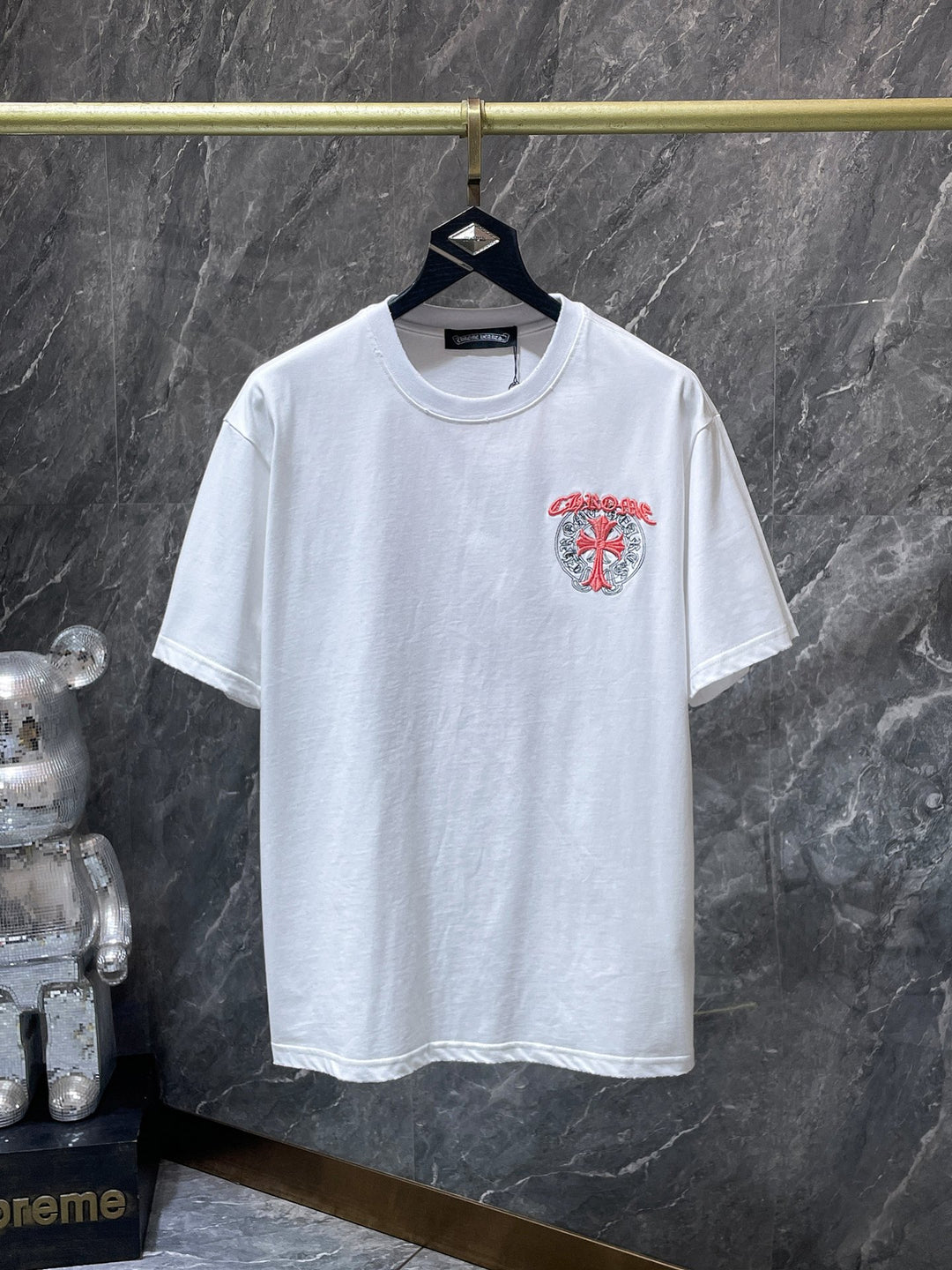 Chrome Hearts Cross & Horseshoe Double-Layer Embroidered T-Shirt