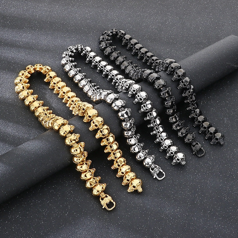 Hip-hop skull men's titanium steel bracelet