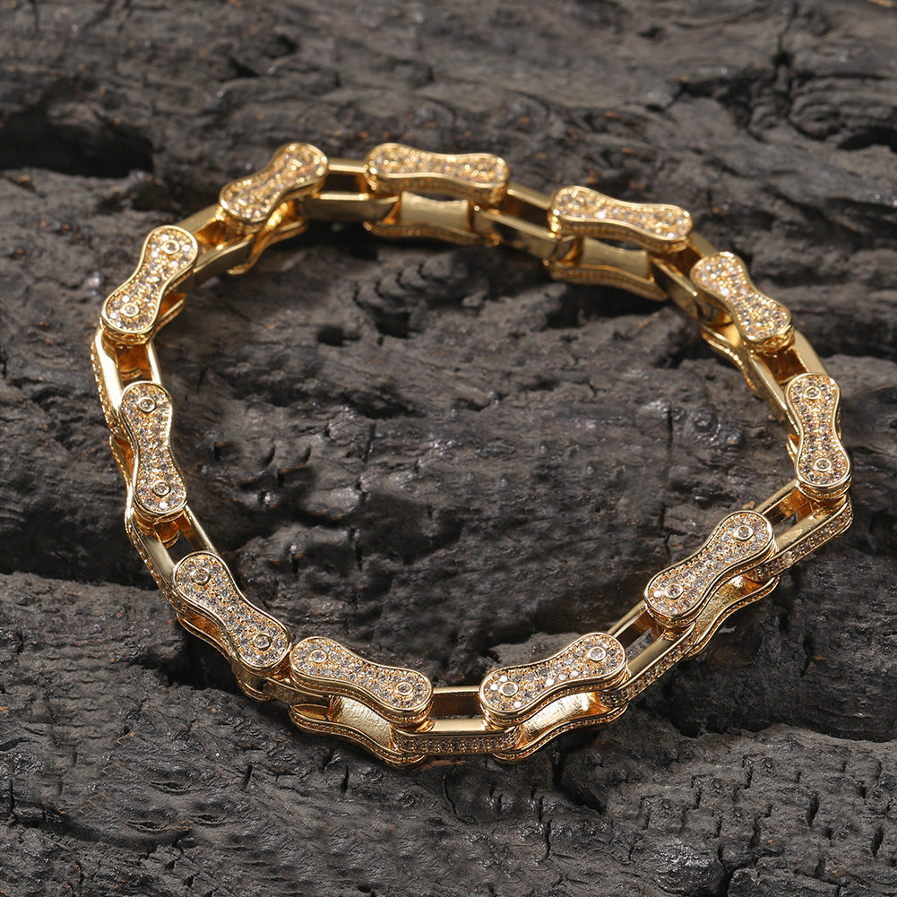 Hip Hop Rhinestone 5mm Bicycle Chain Necklace