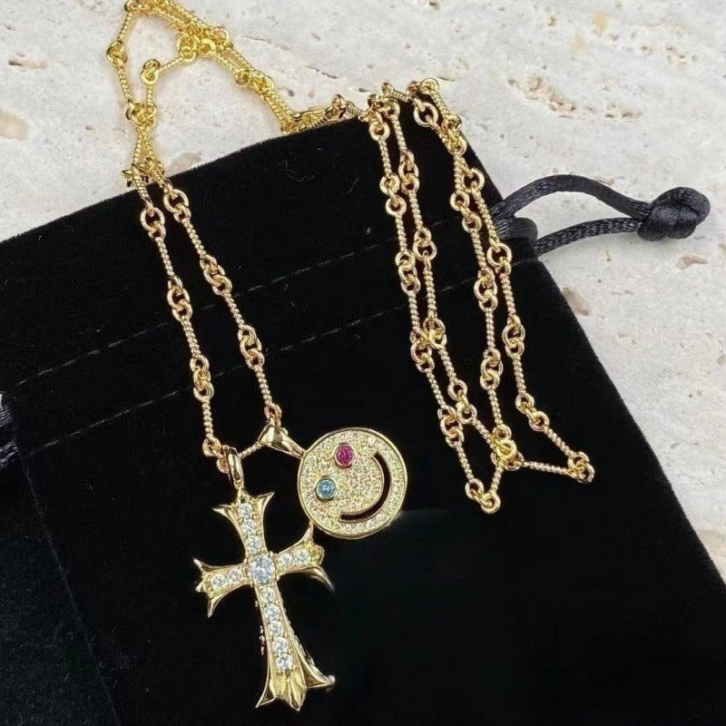 Chrome Hearts Smiley Cross Necklace