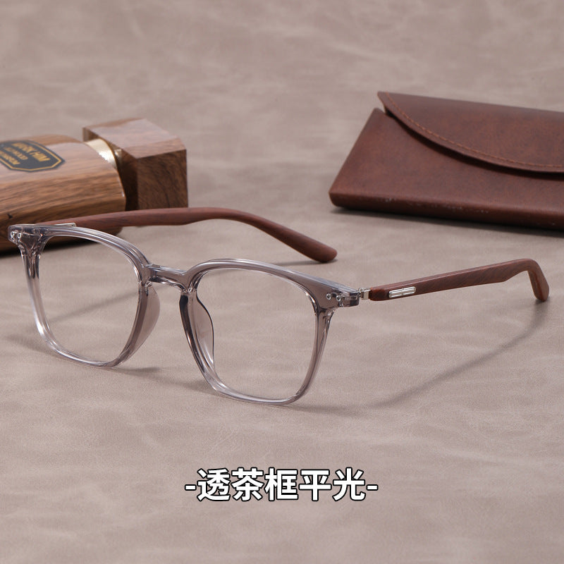 Lightweight, flexible wood grain temples eyeglass frames