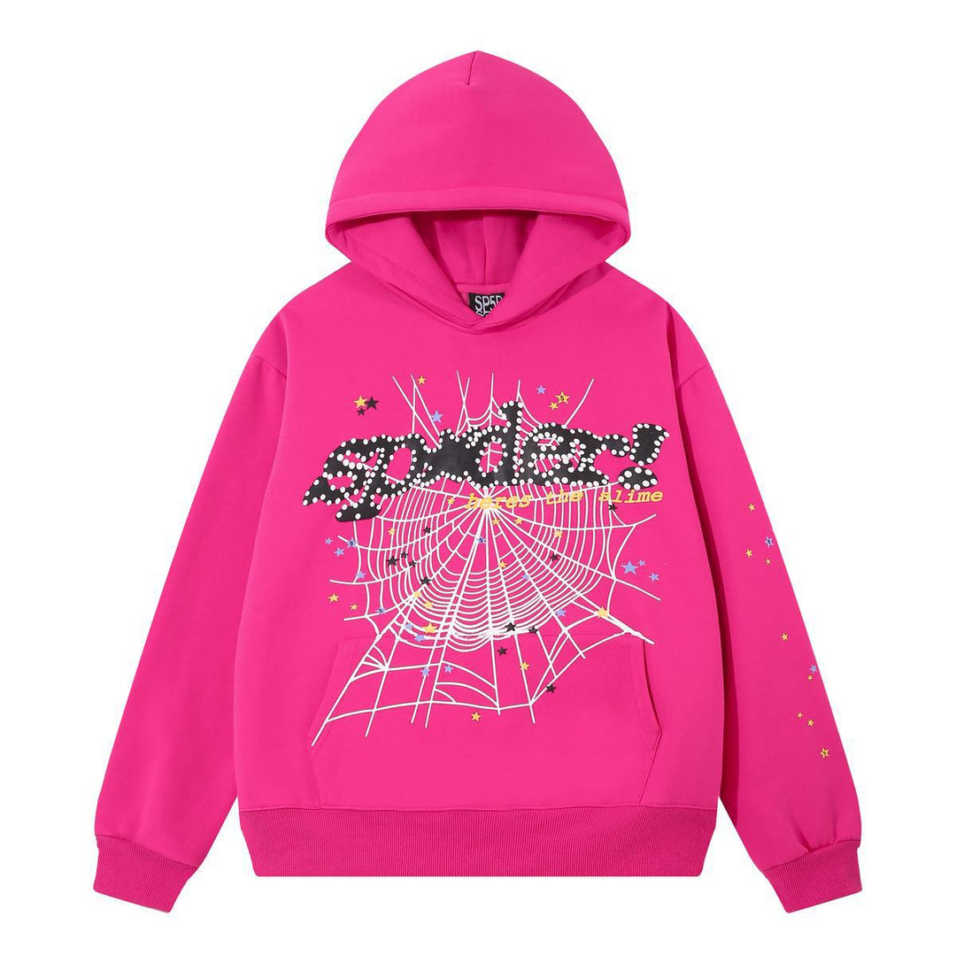 Sp5der foam letter 555 hoodie Pink Casual pants