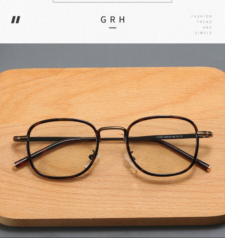 Slim ultralight square metal frame glasses