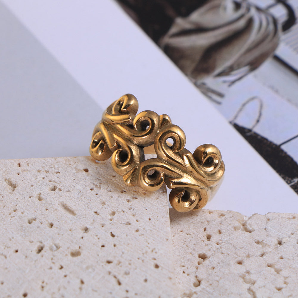 Carved Hollow-Out Punk Style Rings