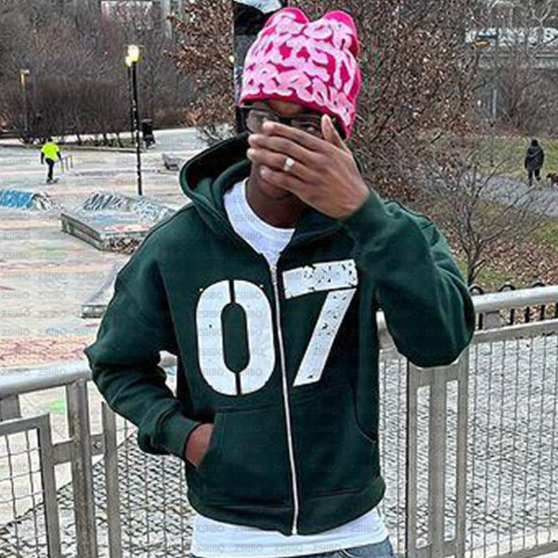 Hip-hop 07 digital sports sweatpants zip-up hoodies