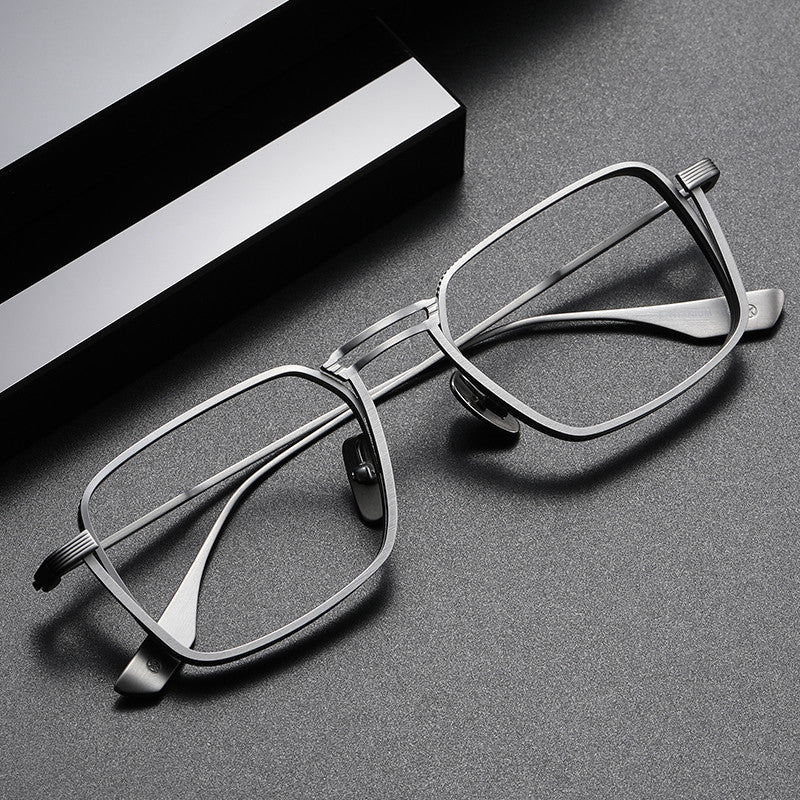 Matte Black Titanium Square Eyeglasses Frame