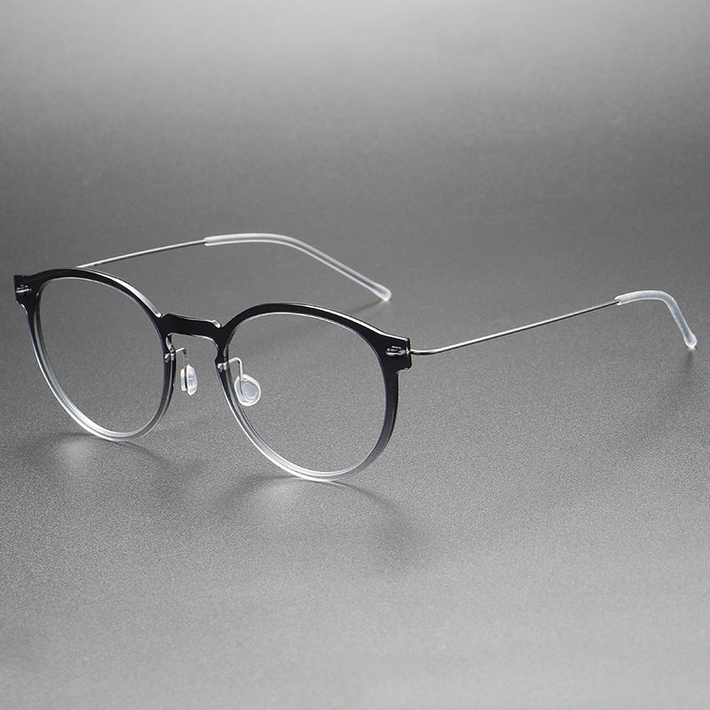 Screwless nylon frame, titanium temples oval eyeglasses