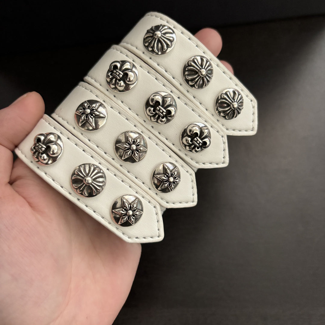 Chrome Hearts Cross-shaped anchor hexagram leather bracelet