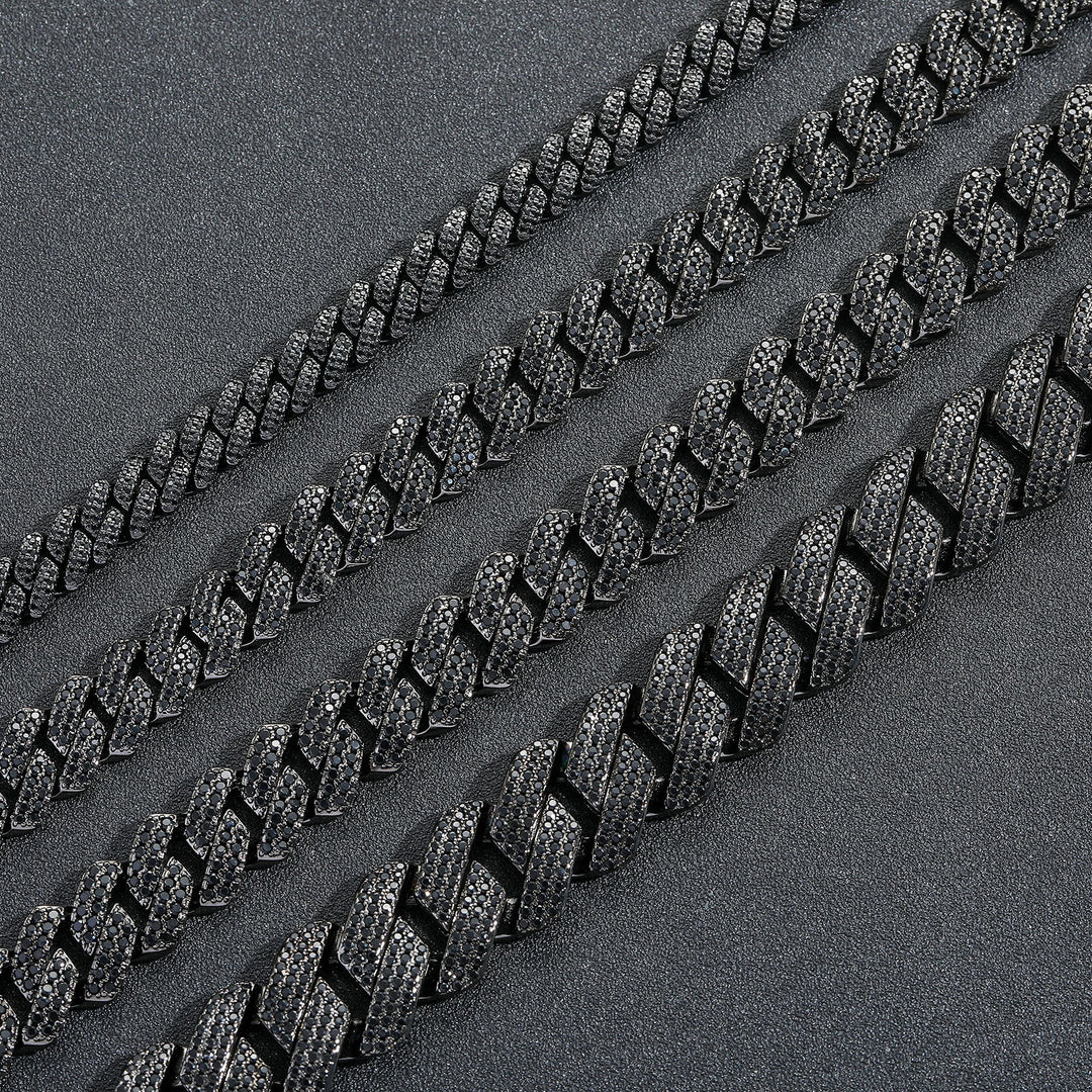 Hip-Hop Black Zirconia Rhombus Cuban Link Chain