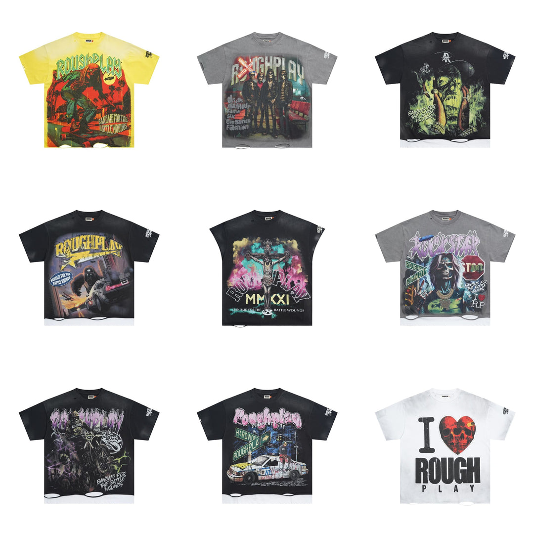 RoughPlay NYC Distressed, Ripped, and Sparkling Short-Sleeve T-Shirt
