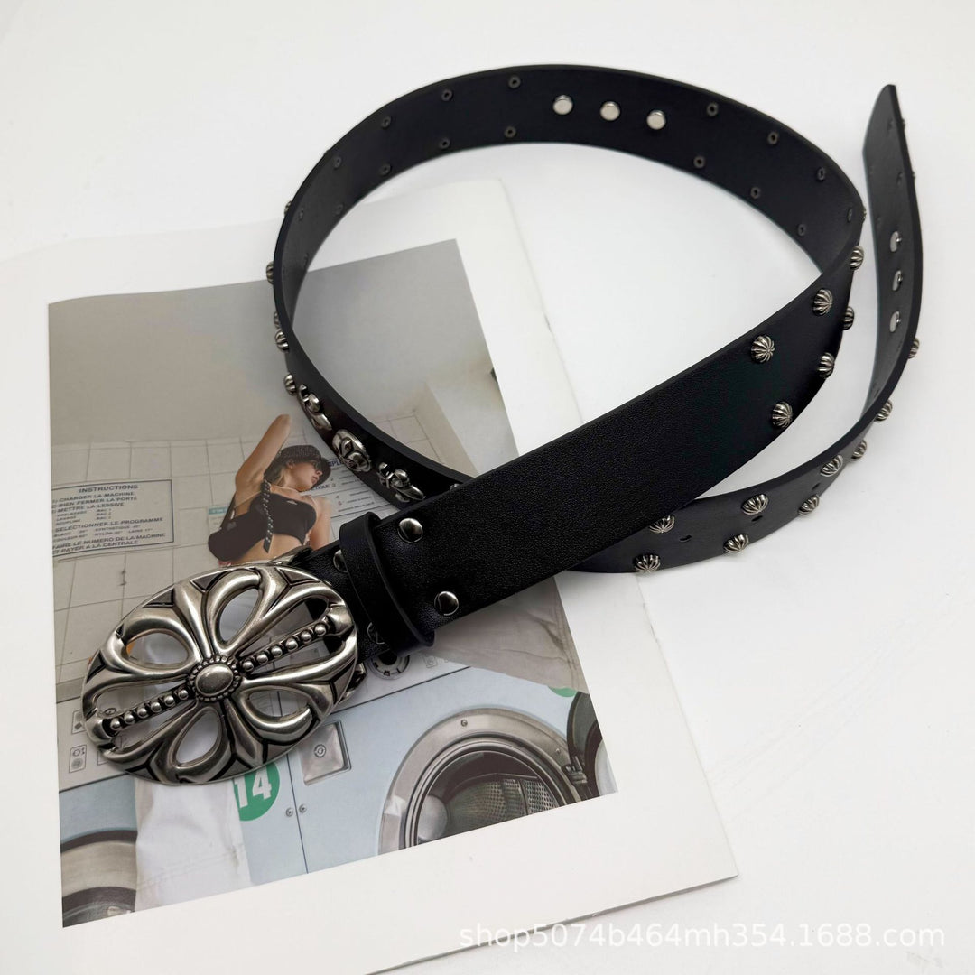 Studded Belt with Carved Crosses and Openwork Plate Buckle
