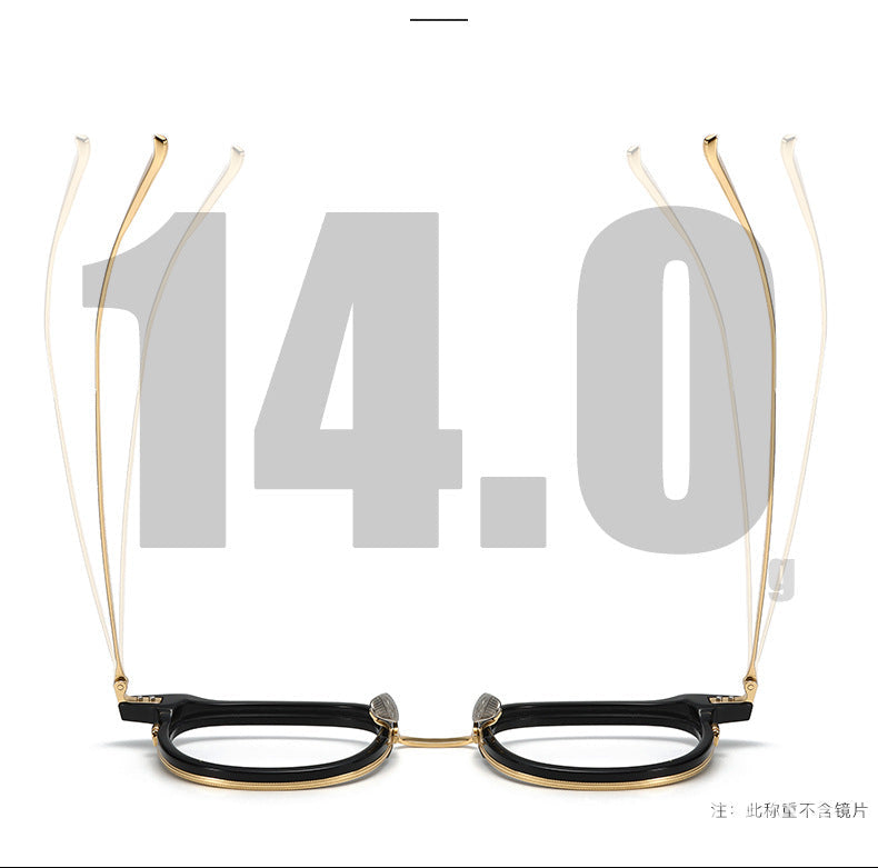 Retro and artistic carved pure titanium glasses for smaller faces