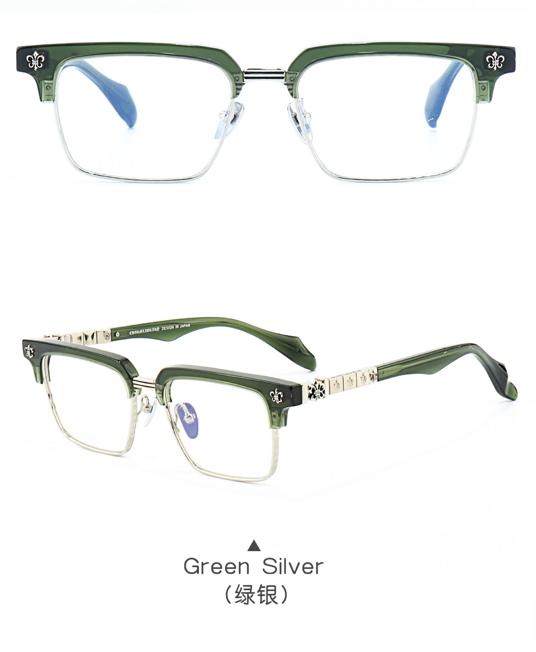 Chrome Hearts half-rimmed accordion temple glasses