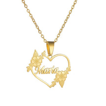 Hollow Love Customized Name Necklace Laser Marked Clavicle Chain