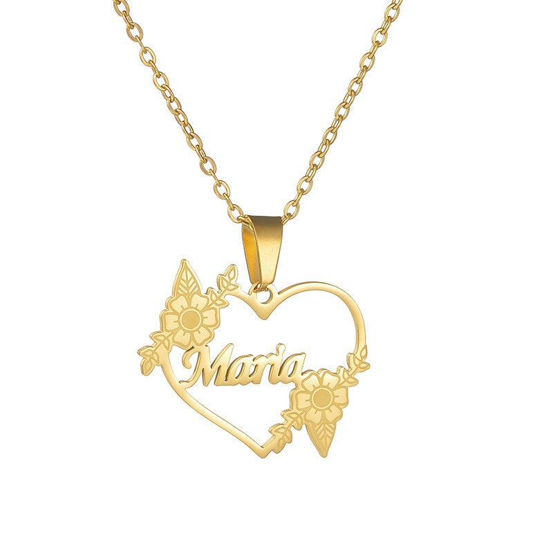 Hollow Love Customized Name Necklace Laser Marked Clavicle Chain