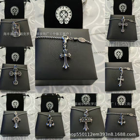 chrome hearts cross cross flower diamond frame necklace