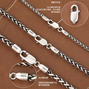 S925 silver antiqued keel chain