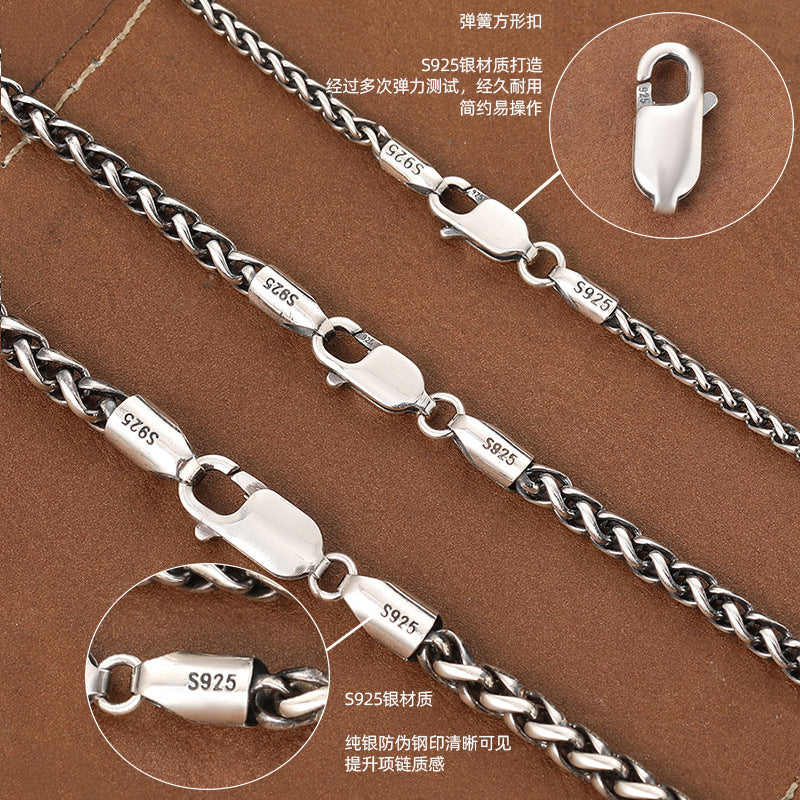 S925 silver antiqued keel chain