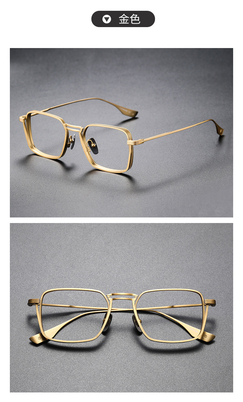 Matte Black Titanium Square Eyeglasses Frame