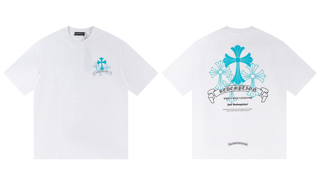 Chrome Hearts Summer Embroidery Print Cotton T-Shirt Short-Sleeve