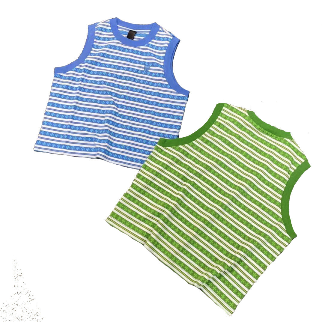 Chrome Hearts striped jacquard cross sleeveless vest